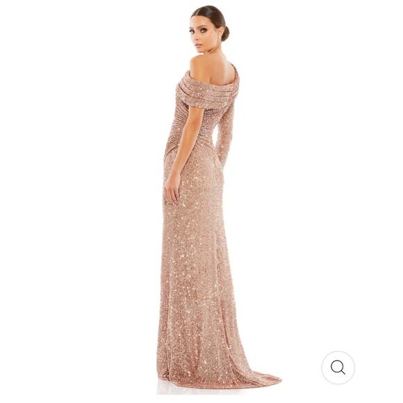 Mac Duggal Sequined Drop Shoulder Faux Wrap Gown - Copper - 4 - New with tags - Picture 11 of 11